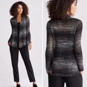 Eileen Fisher Sweater Open Cardigan Gray Black Ash Mohair Wool Mix Size XS EUC